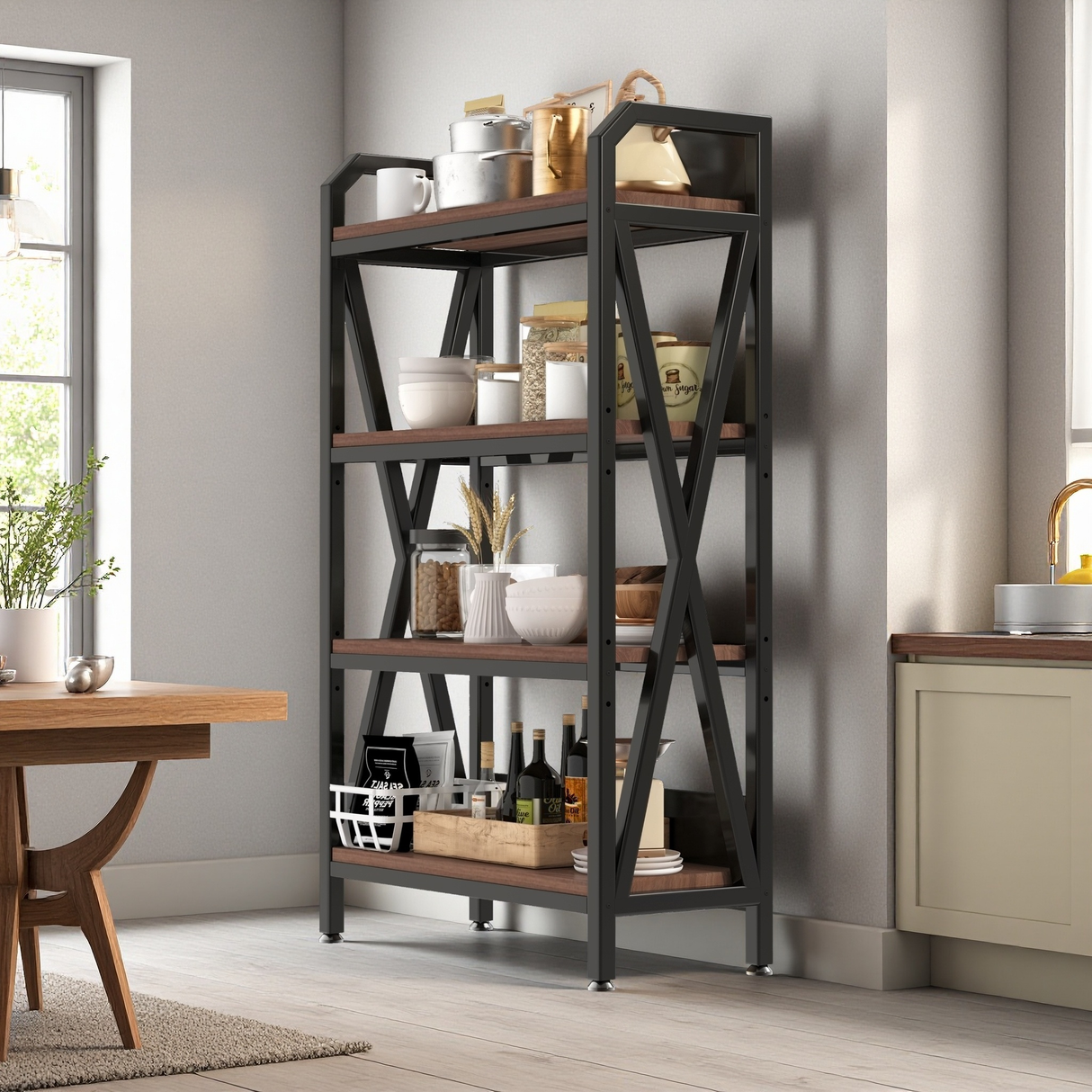 56.30'' Bakers Rack with 4-Level Storage Shelves