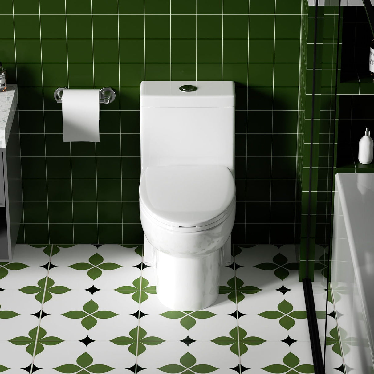 Gloss Tornado Flush 1 Piece Toilet With Soft Closing Seat, Water Saving Dual Flush - Gloss White