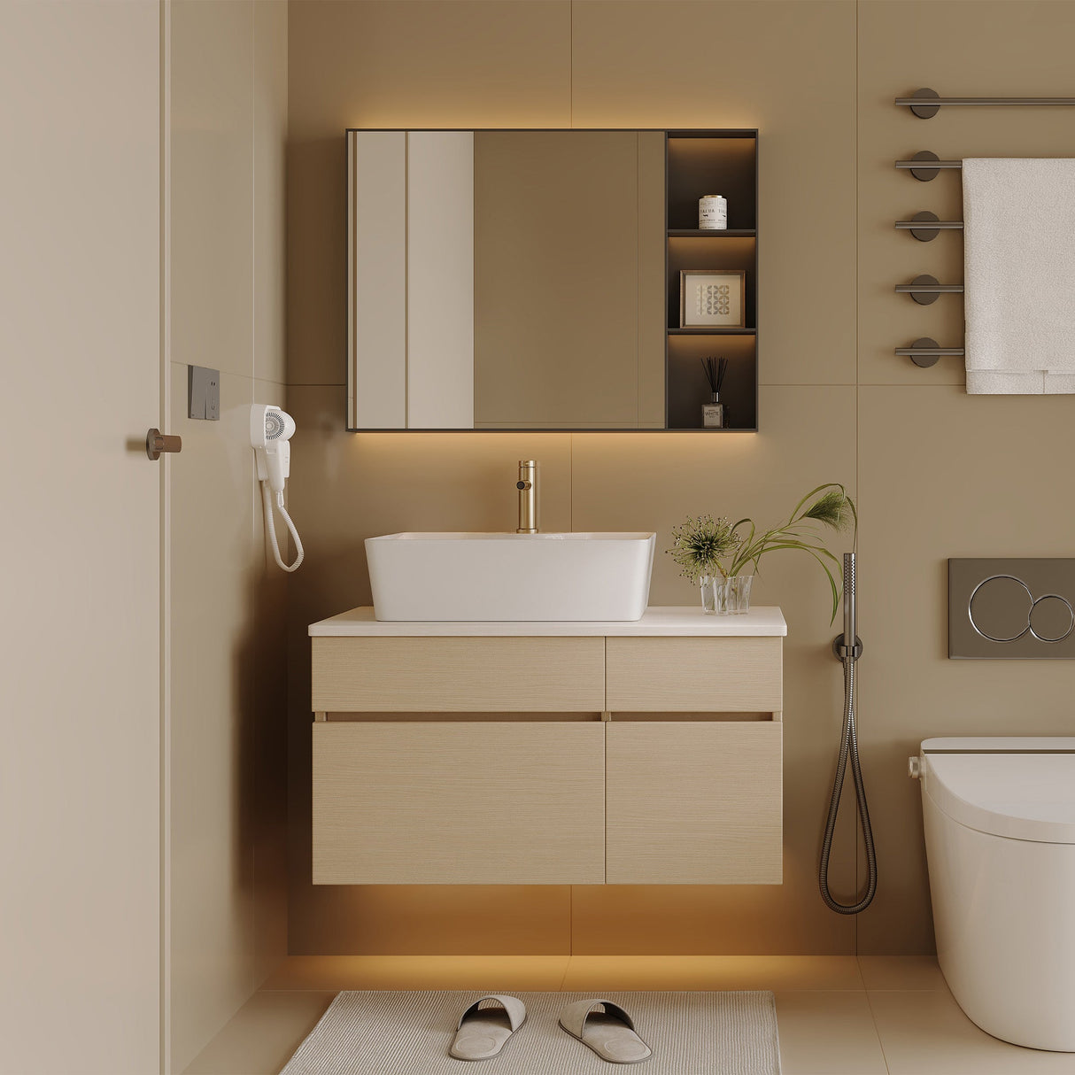 Floating Single Small Bathroom Vanity with Sink