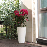 Set of 2 Faux Rattan Tall Planters with Automatic Watering System