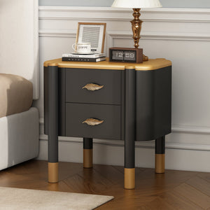 Contemporary 2 Drawers Nightstand with Curved Profile Design