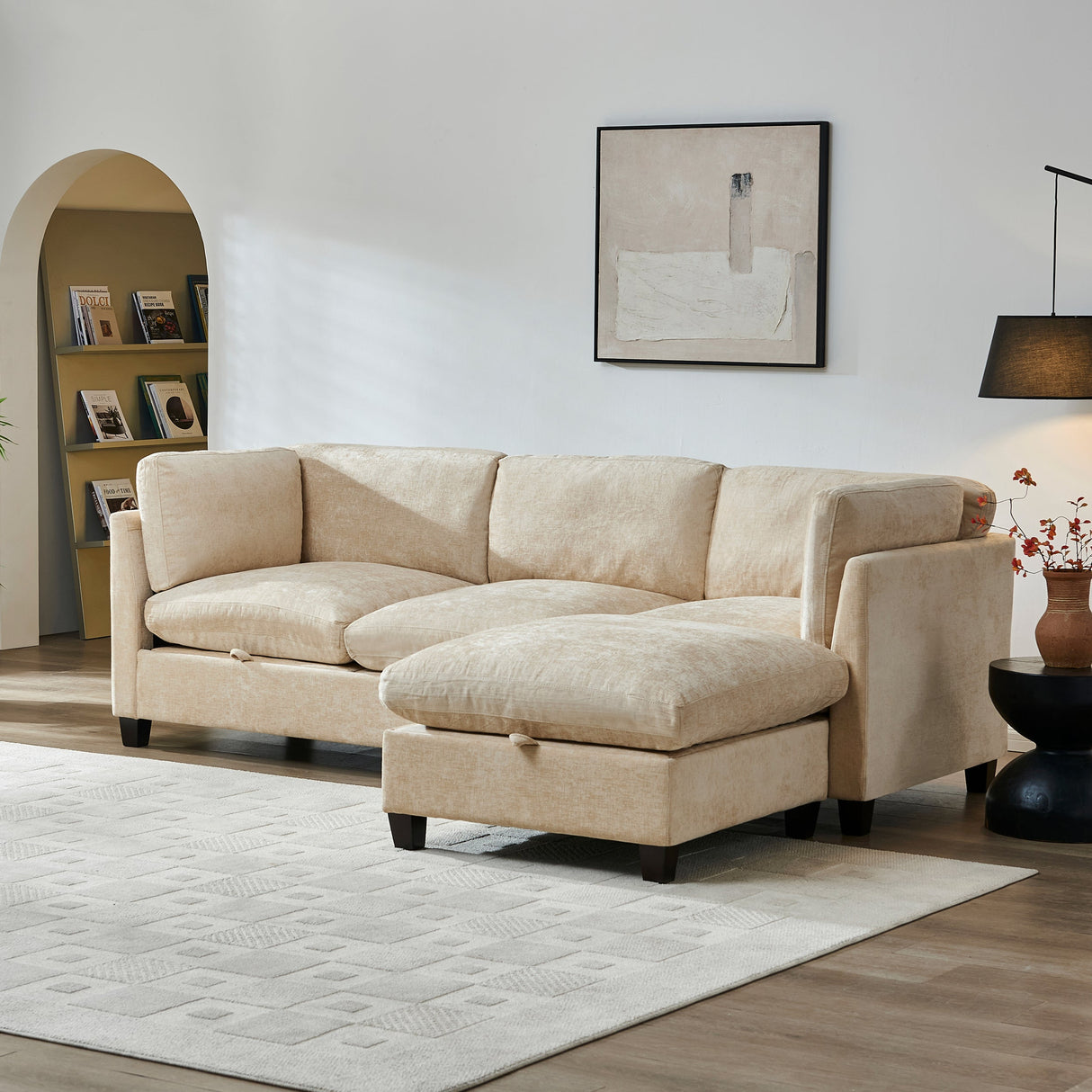 96.5" L Shape Sectional Couch with Ottoman