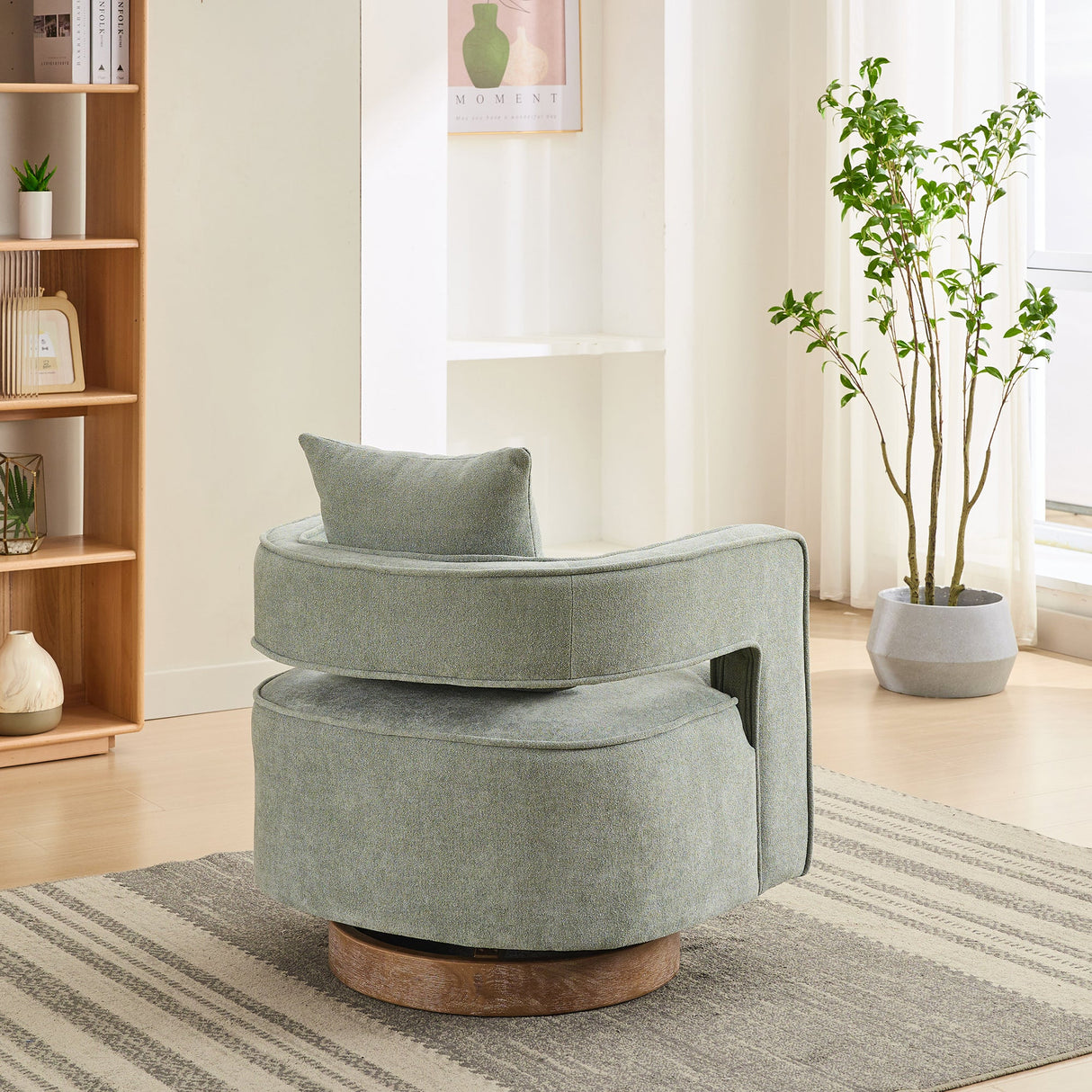 Anthology Upholstered Swivel Chair with Open Back and Removable Pillow