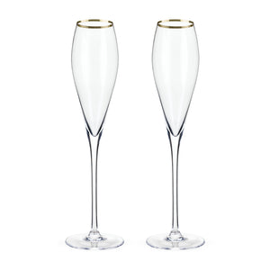 Crystal Gold-Rimmed Champagne Flutes Viski®