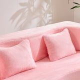 71-Inch Folding Sofa Bed in Pink Chenille with High-Density Foam