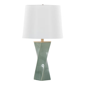 Curvo Square Contemporary 27" Ceramic Table Lamp in Sage Green