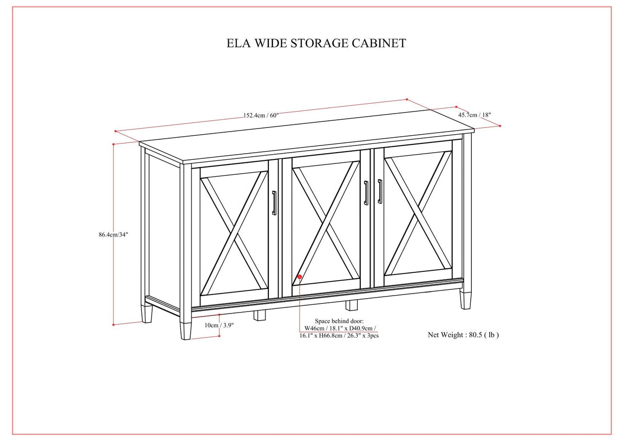 Ela - Wide Storage Cabinet - Smoky Brown