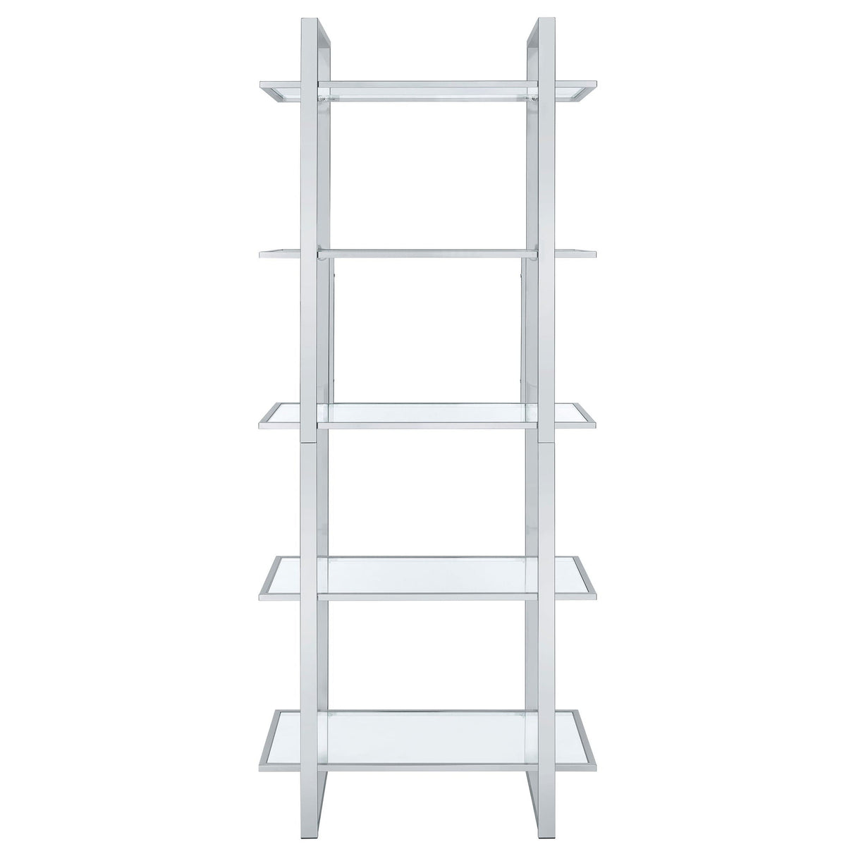 Hartford 79-inch 5-shelf Glass Bookshelf Chrome
