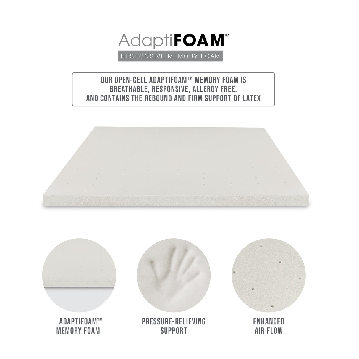 3-inch adaptifoam responsive memory foam mattress topper