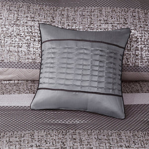 7 Piece Jacquard Comforter Set Grey Taupe Queen
