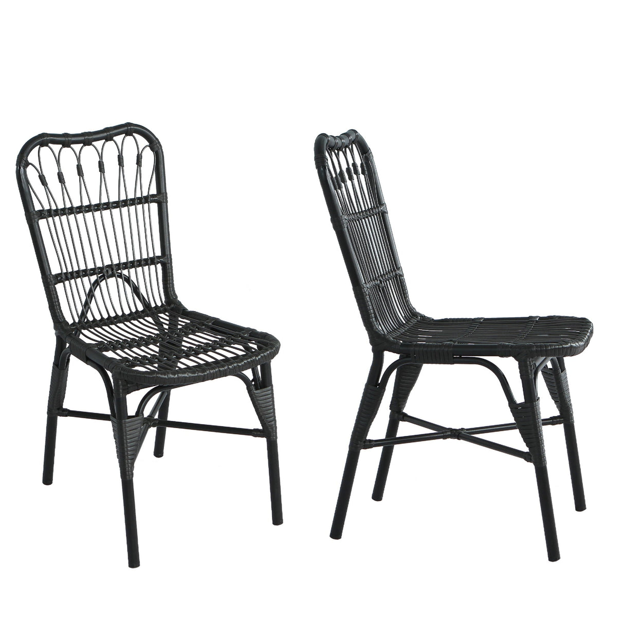 Outdoor Wicker Patio Dining Chairs Set with Durable Frame and Rattan Weave