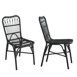 Outdoor Wicker Patio Dining Chairs Set with Durable Frame and Rattan Weave