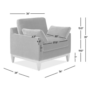 Brooding Upholstered Accent Chair with Arm Cushions and Wood Legs