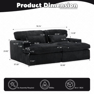 Double Chaise Lounge Chair, Oversized Upholstered Sleeper Cloud Couch