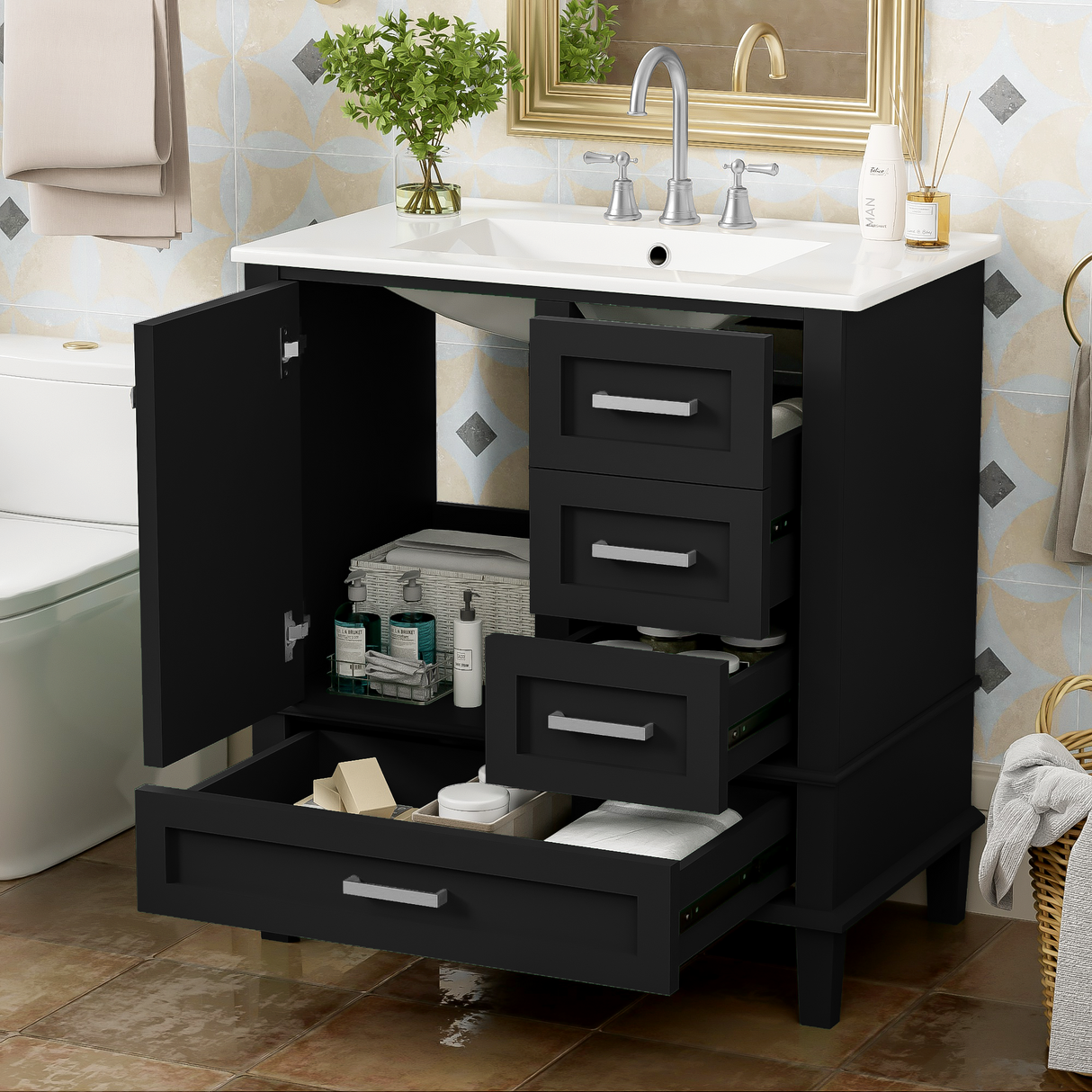 30" Bathroom Vanity with Sink Combo Set