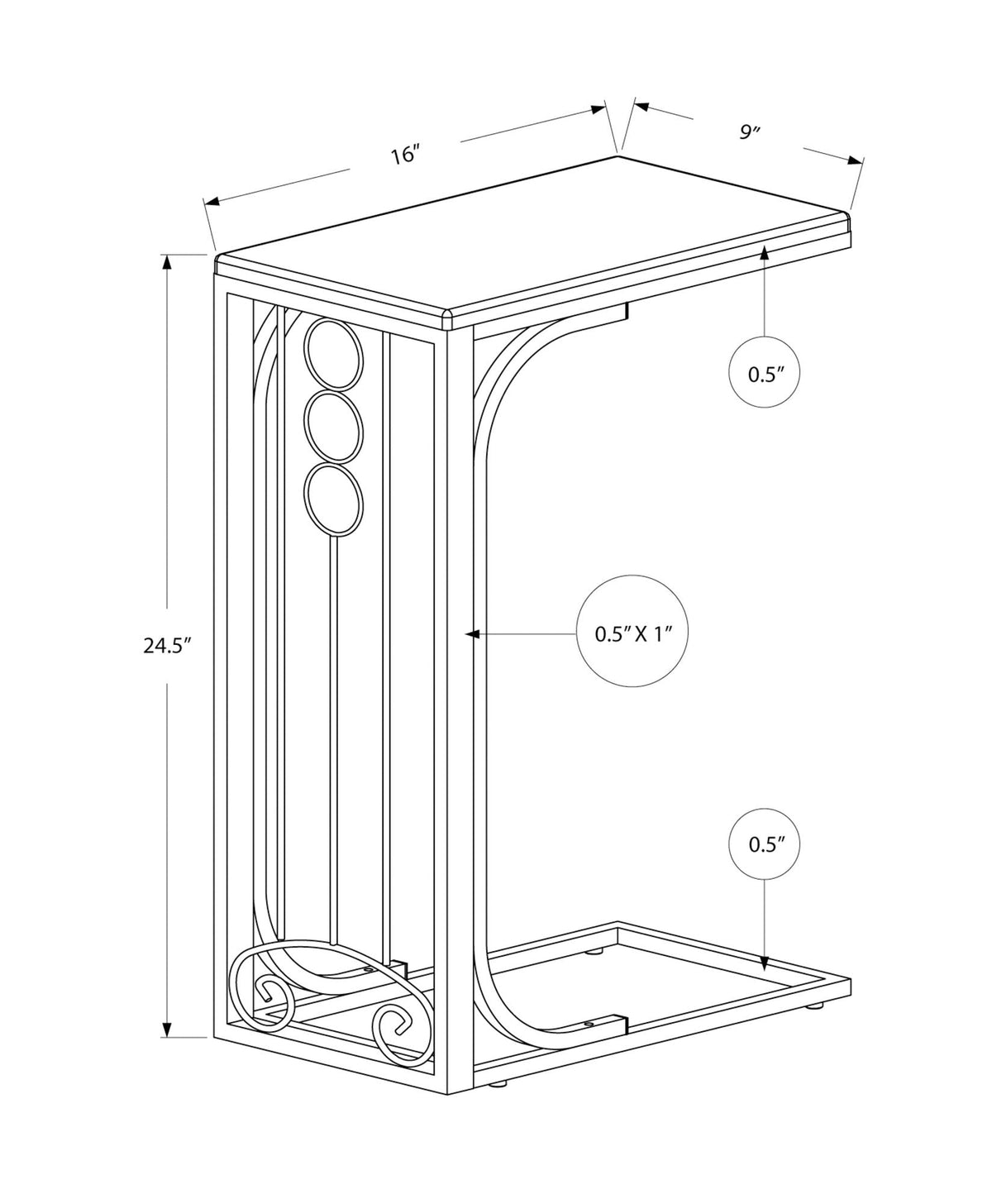 Elegant Accent Table, C - Shaped, Transitional