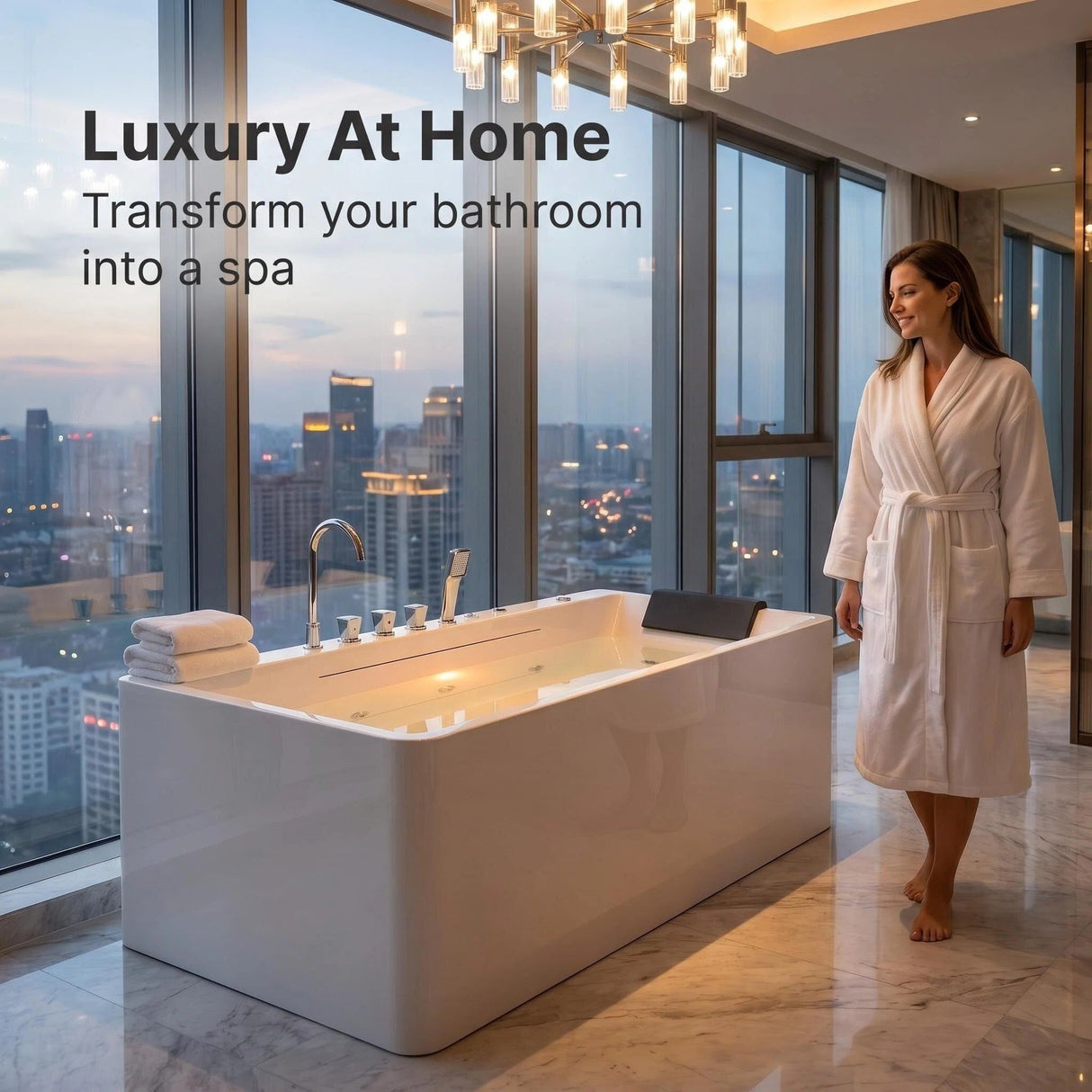 67-Inch Single-Person Luxury Whirlpool Bathtub