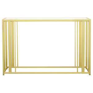 Adri Glass Top Entryway Console Table Matte Brass