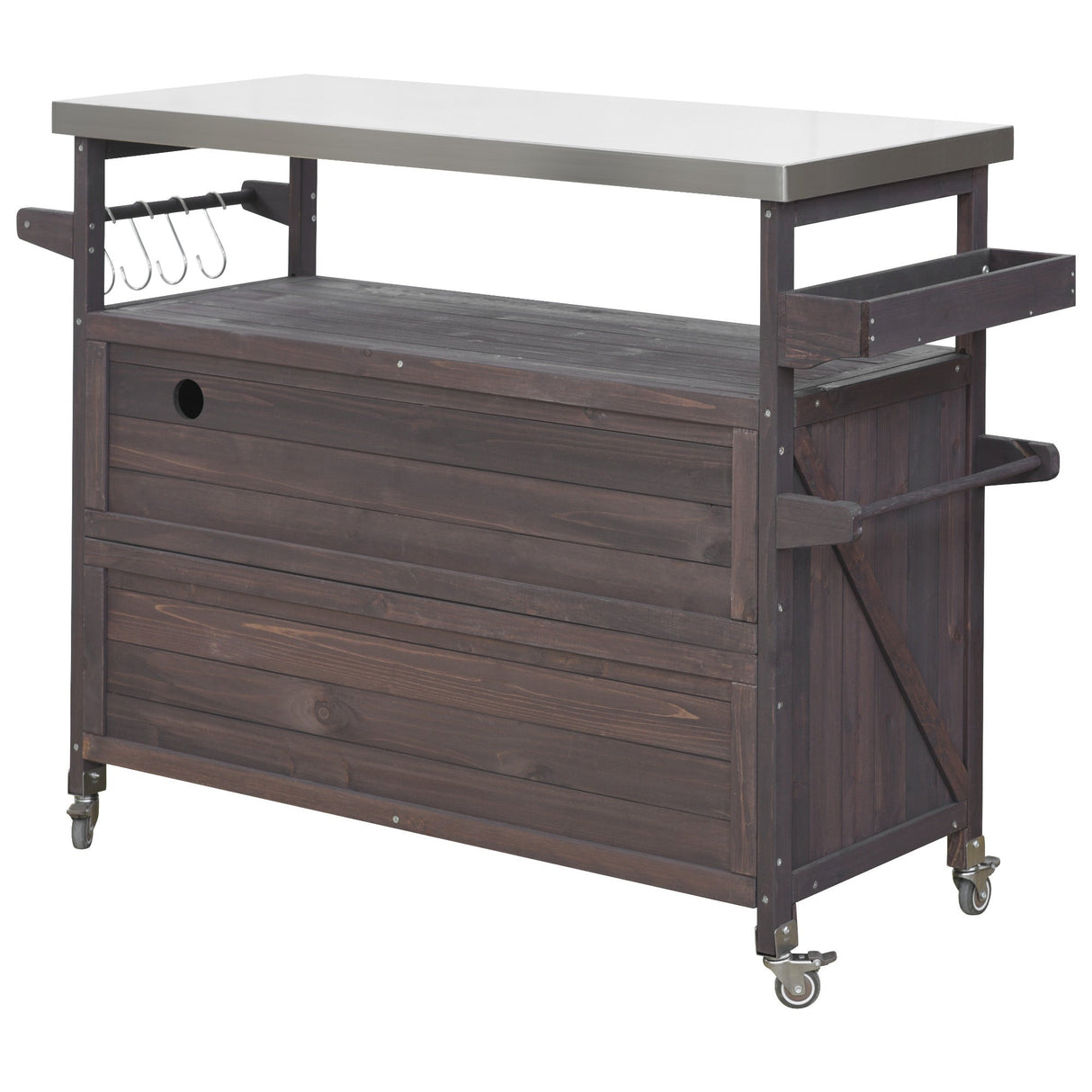 K&K Outdoor Kitchen Island, Rolling Bar Cart & Storage Cabinet