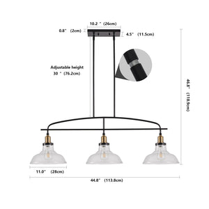 Industrial 3-Light Pendant Chandelier with Clear Glass Shades