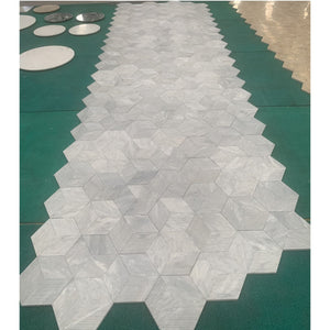 Hexagon Natural Stone Marble Tile, 3D Fluted (Set of 12)