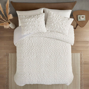 Full/Queen Ruched Fur Down Alternative Comforter Set
