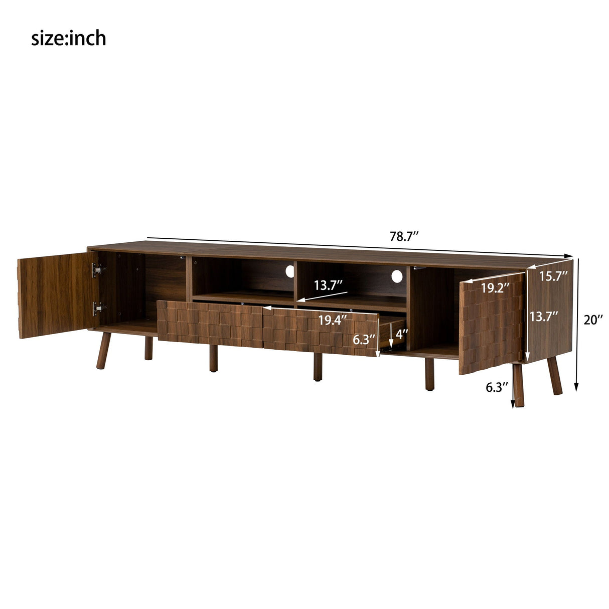 TV Stand With Drawers And Cable Management - Walnut