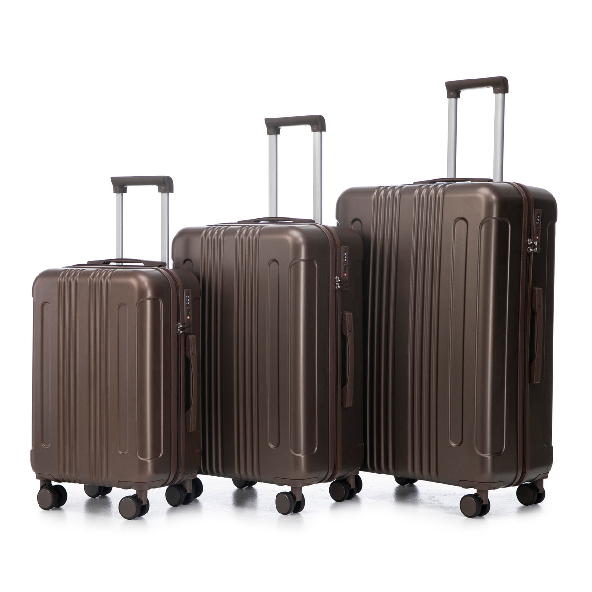 3 Piece ABS Spinner Wheel Luggage Set (Brown)