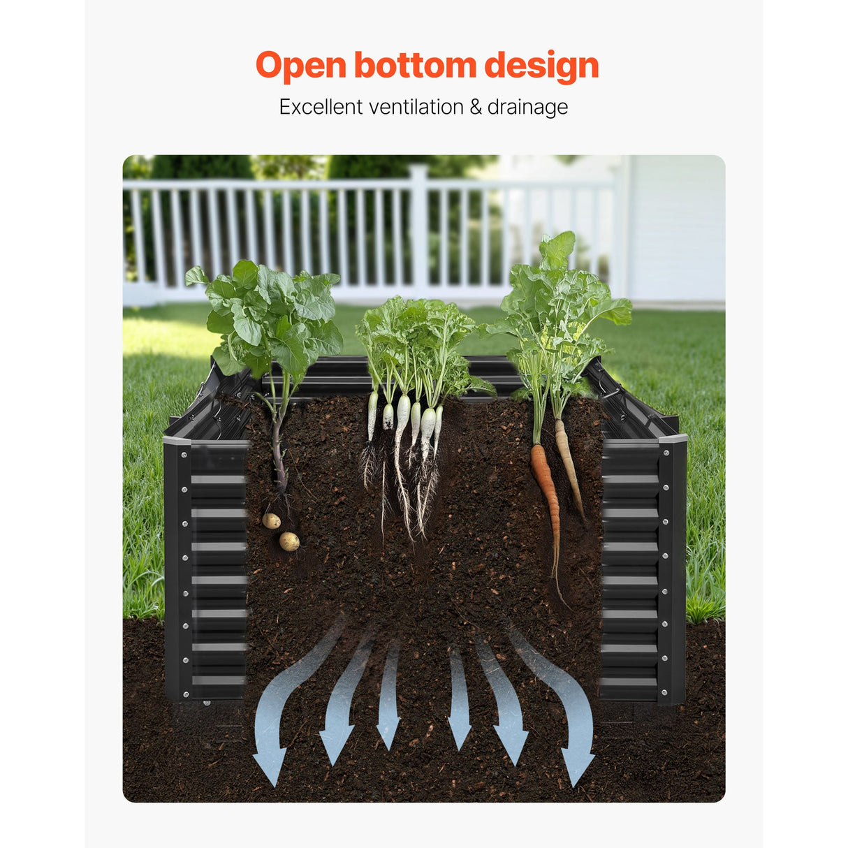 Metal Raised Garden Bed - 8 x 4 x 2 ft Outdoor Planter