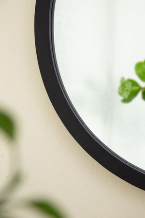 Circle Wall Mirror with Wooden Frame - Black, Light Brown, Dark Brown