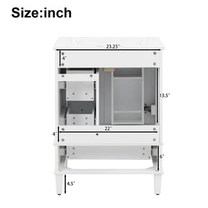 Bathroom Vanity With Integrated Basin, Soft Close Drawers, Door Mounted Double Layer Shelf
