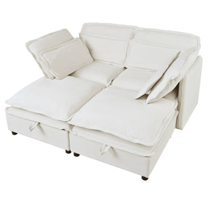 Double-Layer Cushion Modular Sofa 4-Seater with Storage Function