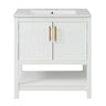 Elegant Bathroom Vanity With Ceramic Sink And Versatile Storage