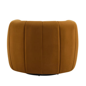 Modern Swivel Club Chair with Premium Velvet Tub Design in Dark Yellow