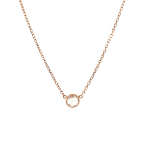 14k Rose Gold 17 inch Necklace with Round White Topaz