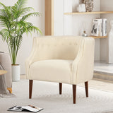 Modern Club Chair with Button-Tufted Back & Tonal Piping