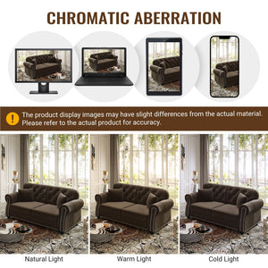 Upholstered Chesterfield Sofa With Nailhead Trim And Rolled Armrests