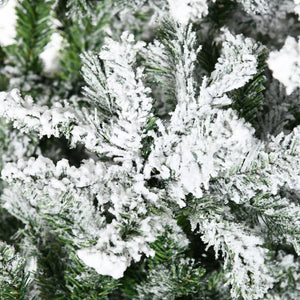HOMCOM 9' Tall Unlit Snow Flocked Pine Artificial Christmas Tree