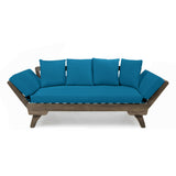 Outdoor Convertible Acacia Wood Daybed with Water-Resistant Cushions by christopher knight home