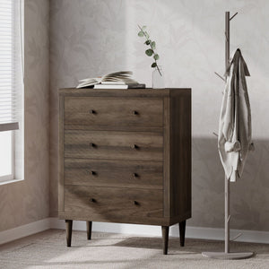 Farhart Mid Century Modern 4 Drawer Dresser - Walnut