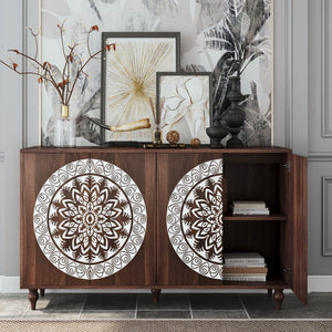60" Vintage Mandala Carved Sideboard