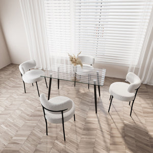 Modern Minimalist Rectangular Glass Dining Table With Tempered Glass Top Metal Legs, For 4 - 6 - Transparent