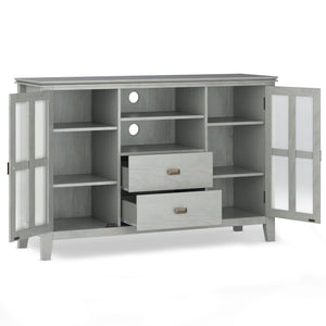 Handcrafted Tall TV Media Stand with Glass Doors and Storage - Multiple Colors