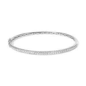 14K Gold 1.00 Cttw Half Eternity Diamond Bangle Bracelet (G-H Color, SI2-I1 Clarity) - 7" Inches