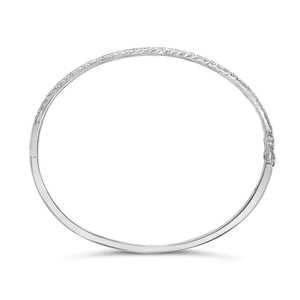 14K Gold 1.00 Cttw Half Eternity Diamond Bangle Bracelet (G-H Color, SI2-I1 Clarity) - 7" Inches