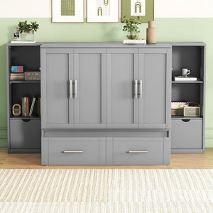 Murphy Bed With Shelves, Drawers And USB Ports