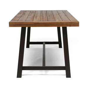 Equilibrium Outdoor Dining Table with Wooden Frame and Slat Top
