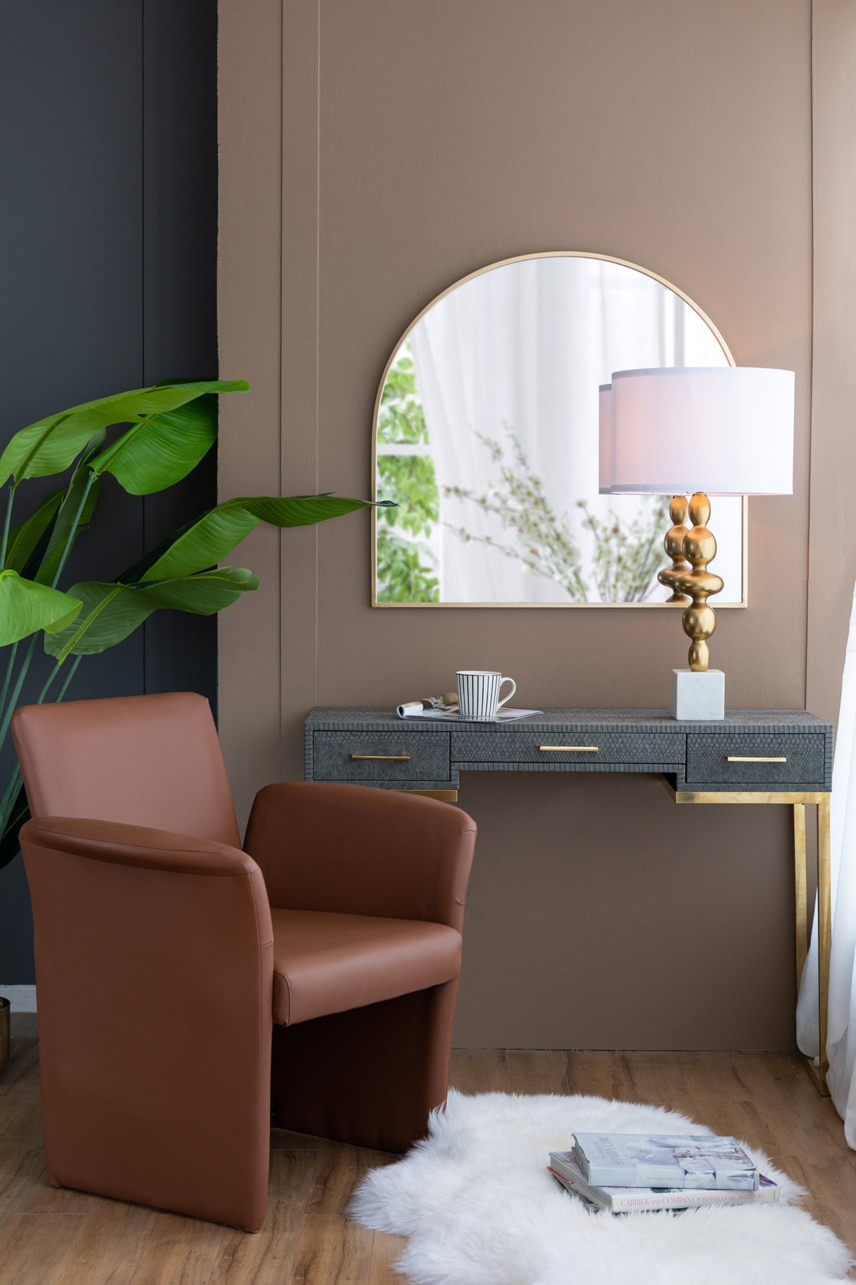 D15x29.5' Gold and White Table Lamp with Round Four Tiered Body