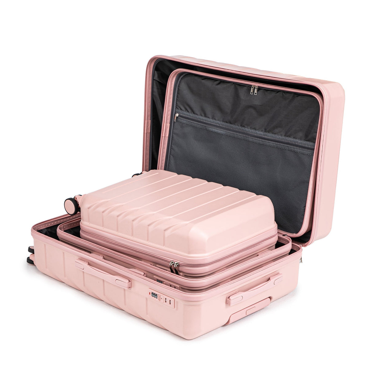 Set of 3 ABS Spinner Wheel Luggage - Pink