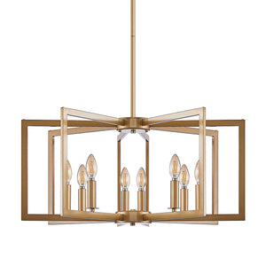 27" Modern Golden Geometric 8-Light Chandelier